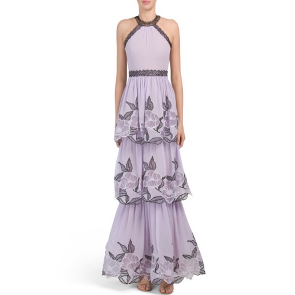 Marchesa Notte Floral Embroidered Chiffon Tulle Gown, NWT - Picture 1 of 15